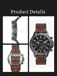 Fossil Men's Quartz Leather & Stainless Steel Three-Hand Watch, Stainless Steel Case/Glass Dial, Model: BQ2708/BQ2709 - Brown - View 6