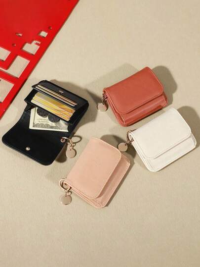 Women'S Wallet Made Of PU Leather, Card Holder Coin Purse, Top Layer Cowhide Short Wallet, A Perfect Gift For Women, Featuring One Large Bill Compartment