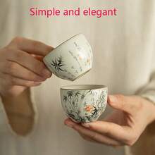 1/2/4/6 piezas Tazas de té de cerámica, tazas de té para invitados de estilo vintage, tazas de té Kung Fu, tazas de té negro, tazas de agua, tazas de espresso, tazas de regalo, aptas para uso diario, reuniones y fiestas - Multicolor - Ver 3