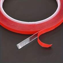 1PC Clear Double-Sided Adhesive Tape, Strong Sticky Removable Mounting Tape For Nail Art Tips, Balloon Decorations, Furniture Fixing, Waterproof Traceless Multipurpose Household Tape - 1 Red and White - View 1