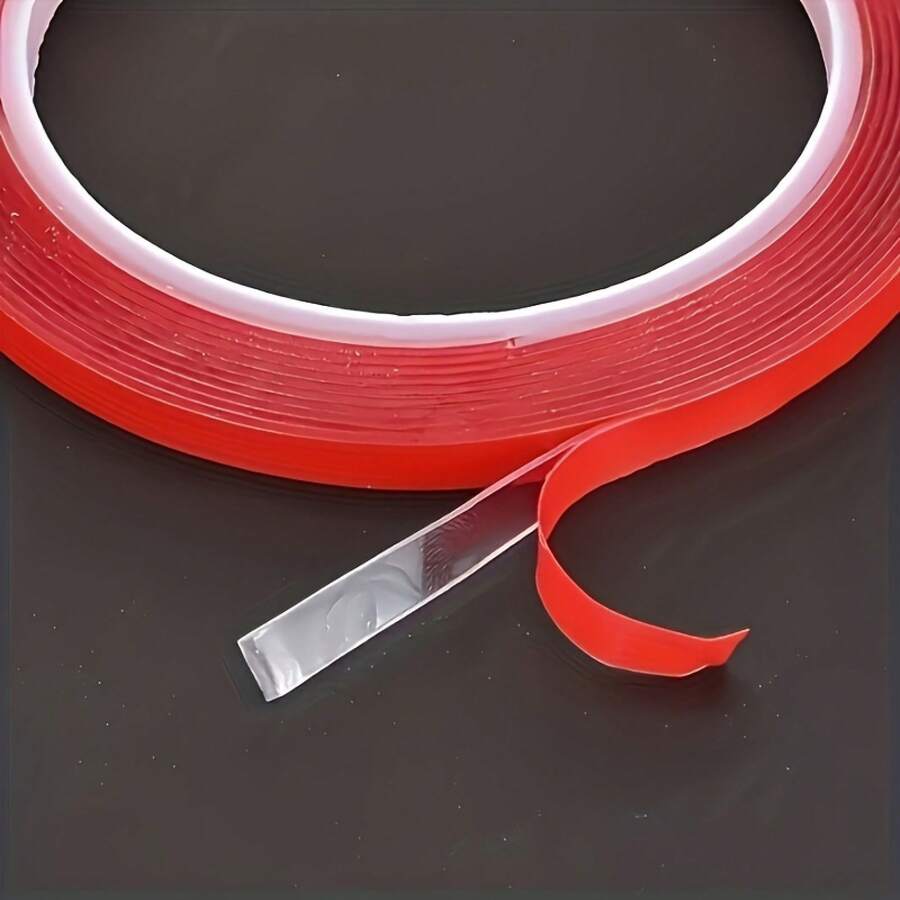 1PC Clear Double-Sided Adhesive Tape, Strong Sticky Removable Mounting Tape For Nail Art Tips, Balloon Decorations, Furniture Fixing, Waterproof Traceless Multipurpose Household Tape - 1 Red and White - View 1