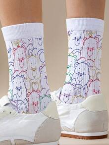 CARE BEARS 1 Đôi tất nữ in hình cá nhân hóa, in kỹ thuật số 360 độ với hình ảnh gấu vui nhộn như gấu cổ vũ, gấu ước nguyện, gấu trái tim, gấu thiên thần, gấu cáu kỉnh, kiểu dáng thời trang và tối giản, phù hợp để mang hàng ngày và làm quà tặng tốt nghiệp/sinh nhật. - Nhiều màu - Xem 2