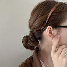 1件极简豹纹亚克力U型眼镜头箍，小众设计，四季皆宜，休闲日常佩戴 - 彩色 - 查看 5