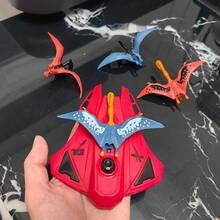 Kids' Shooting Toy, Red Launcher + 4pcs Dinosaur Shaped Projectiles, Manual Shooting Toy For Outdoor Play That Kids Love - Red - View 5