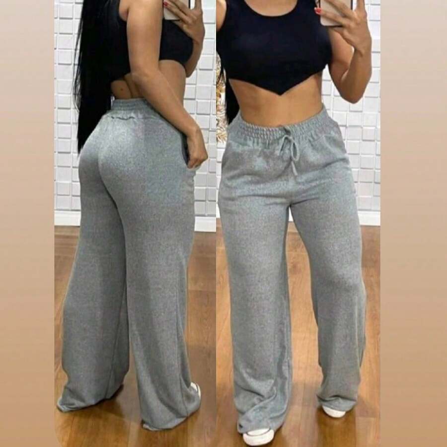 Women's Wide-Leg Pants For Winter And Cold Weather - 灰色 - 查看 1