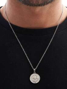 2件套不锈钢项链套装，指南针吊坠，双链设计，适合日常佩戴 - 2件指南針項鍊 - 查看 4