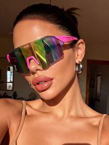 1 Pair Colorful Fashion Cycling, Skiing Sports Goggles For Men & Women, Suitable For Music Festivals, Travel, Vacation, Sports Style, Driving, Holidays, Beach, UV Protection, Family Outings, Golf, Hiking, Summer Accessories, Outings, Vacation Atmosphere, Elegant Attire, Street Style Accessories, Sports, Parties, Street Style, Fishing, Outdoor Activities, Holidays, Outdoor Activities, Sun Protection - Color - View 4
