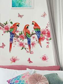 1 pieza Adhesivo decorativo de pared con loro, Vinilo autoadhesivo y removible para sala de estar, dormitorio, baño, decoración del hogar - Vinilos decorativos para pared - Ver 5