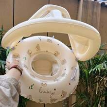 带遮阳篷的充气婴儿游泳圈，婴儿游泳圈防晒玩具，适合男婴和女婴 - 彩色 - 查看 2