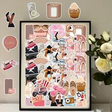 50 piezas Pegatinas decorativas de estilo minimalista y chic urbano para niñas, pegatinas lindas de papelería DIY, pegatinas divertidas, suministros para scrapbooking de Kindle, pegatinas para portátil manualidades libro de sticker estikers - 50 fotos de chicas urbanas - Ver 9