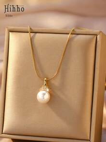 Hihho 1 Peça Colar de Pérolas de Luxo, Tom Dourado Quente com Detalhes de Pérola e Zircônia, 4 Estilos Diferentes, Pode Ser Usado Sozinho ou em Camadas, Adequado para Looks Franceses, de Trabalho e Doces. Ótimo para Uso Diário ou como Presente. - Dourado - Visão 5