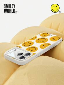 Smiley World SmileyWorld® 1pc Shock-Absorbing Full Coverage Silicone Material Liquid Soft Phone Case, Yellow Smiley Face Pattern, UV Printing, Compatible With IPhone 17, 16, 15, 14, 13, 12, 11 Pro Max, Suitable For Holiday Gifts, Commuting, Anti-Drop High-Quality Design - Multicolor - View 3