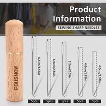 25 PCS Steel Sewing Needles, 5 Different Sizes Embroidery Large Eye Needles For Handsewing, Large Eye Sewing Needle, Sharp Needle Kit With Wood Case - Hand Sewing Needle - View 2