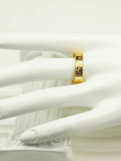 1 chiếc nhẫn sang trọng kiểu Anh cổ điển khắc họa tiết, thiết kế độc đáo, mạ vàng, phong cách thanh lịch và tinh tế dành cho nữ.