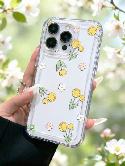 Einfacher Gänseblümchen-Tulpen Handyhülle Frühlingsstil kompatibel mit iPhone 13/11/17/17pro/16/14/15/15pro/15 Plus/15 Promax/7plus/8plus/X/Xs Max/Xr/11pro/12pro/13pro/14pro/12mini/13mini/11promax/12promax/13promax/14promax/14plus/17pro Max/17Air/6/6s Plus/7/8/16Pro/16plus/16promax/Se2/17promax & kompatibel mit Samsung Galaxy/A54/A14/A12/A13/A15/A32/A33/A24/A52S/S20/S21/S22/S23/S24/S23Plus/S24ultra/S25/A15/A33/A23