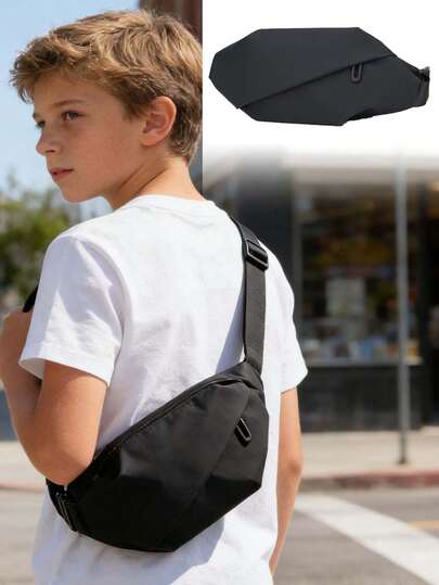 1pc Kids Chest Bag, Boys Sling Bag, Youth Waist Bag, Shoulder Bag, Minimalist Versatile, Fashionable & Cool, Functional, Suitable For School, Commute, Outdoor, Casual, Sports & Fitness