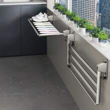 Estante Metálico para Secado de Ropa y Calcetines Tendedero Compacto para Ventana con Ganchos Ajustables y Rejilla de Aluminio - blanco - Ver 2