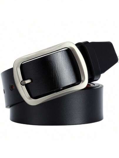 1pc High Quality Men's Buckle Belt, Perforated Adjustable Trim, Birthday/Christmas Gift For Men, Classic Fashion Leather Casual Jeans Belt (Available In Plus Size)