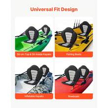 Kayak Seat, 2 Pack 0.5" Thick, Universal Paddle Board Seat With Back Support, Sit-On-Top Soft Padded Cushion With Storage Bag & Adjustable Straps For SUP, Canoe, Fishing Boat, Inflatable Kayak - Regular Style, 2-piece Set, Regular Thickness - View 5