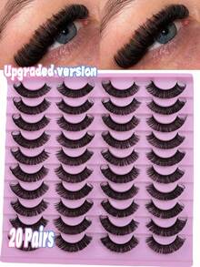 20 Pairs D-Curl Full Strip Lashes, Thick & Dense False Eyelashes, Reusable Faux Mink Lashes - Black - View 5