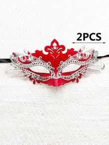 1/2 Stück Unisex Strass-verzierte hochwertige Doppel-Eisen-Kunst Make-up Maskenball Maske, sexy venezianische Halbgesichtsmaske, geeignet für Halloween, Festivals, Partys, Clubs, Bars, Geschenke - mehrfarbig - Übersicht 26
