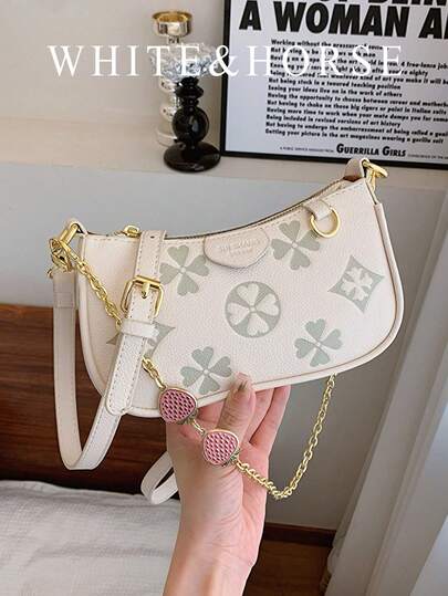 Bolso de hombro con estampado de moda, bolso cruzado cuadrado pequeño, bolso de mahjong de estilo elegante para debajo del brazo, bolso de hombro para mujer
