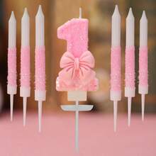 1 Set Shiny Pink Bow Birthday Candle, Numbered Candles 0-9, With Pink Bow Decor Cake Topper Set, Suitable For Birthday Celebration, Graduation Anniversary Party, Back To School DIY, Valentine's Day Anniversary, Graduation Party And More - Birthday Candle Number - View 9