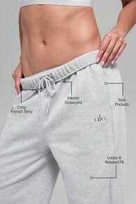 Alo Yoga Pantalón de chándal de pierna recta Alo Accolade, look oversize, gris jaspeado, unisex - Gris Claro - Ver 2