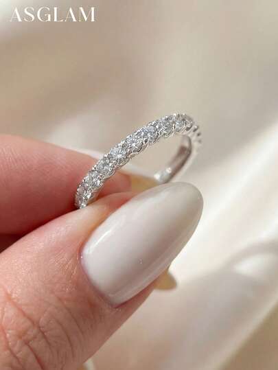 1pc Moissanite Engagement Ring & Wedding Ring, S925 Sterling Silver Elegant Solitaire Ring, Luxury Jewelry Gift For Women