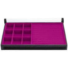 5 Large Jewelry Trays In Velvet Faux Leather (33x22cm) With Cover - 玫紅色 - 查看 5