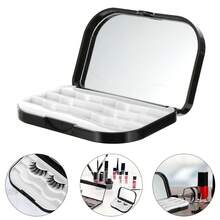 Vintage Black Frame Lash Box With Mirror, Dust-Proof & Crush-Resistant, Elegant Makeup Storage Gift For Mom On Mother's Day - Black - View 7