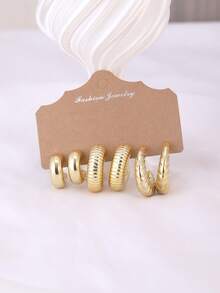 Nytt europeiskt och amerikanskt retro nischdesignat snäckskal och snäcksnäcka med 3 örhängen, lyxiga eleganta örhängen - Guld - Visa 4