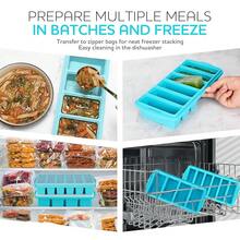Freezer Tray With Lid-Soup Freezer Container Molds-Large Ice Cube Tray Set Makes 1-Cup & 1/2-Cup Portions Cubes Perfect For Preparing Meals In Different Portion Sizes Oven & Dishwasher - - Gray - 查看 3
