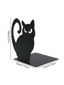 一对装饰猫咪书挡，金属书架，防滑金属书挡，适用于重物，书籍分隔装饰支架，动物造型书籍挡板，适用于办公室和家庭，返校学生及家人礼物 - 貓 - 查看 7