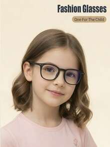 1pc Kids Daily Computer/Gaming Glasses, PC Frame Glasses, Unisex Retro Minimalist Anti-Blue Light Glasses - A - Xem 2