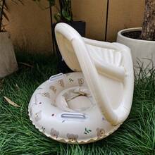 带遮阳篷的充气婴儿游泳圈，婴儿游泳圈防晒玩具，适合男婴和女婴 - 彩色 - 查看 4