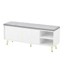 Shoe Bench, Shoe Rack With Seat, Bench With Cushion, Shoe Cabinet With Storage Space, Wardrobe Bench, White, Dimensions: 121 * 35 * 49 Cm (Width * Depth * Height) - White - View 7