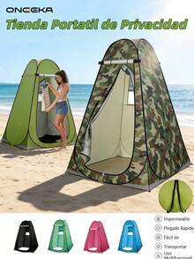 ONEEKA Nueva tienda de campaña portátil para playa, sencilla y ligera. Sus amplias ventanas de malla permiten la ventilación y la transpirabilidad, manteniéndote fresco durante tus actividades al aire libre. Apta para ducharse, usar como baño portátil y vestuario, ideal para parques, playas, eventos deportivos y otros lugares, además de ofrecer protección solar durante todo el día. - A - Ver 1