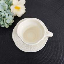 200ml Rococo Style Embossed Ceramic Cup & Saucer Set - Embossed Rococo Cup and Saucer Set - View 7