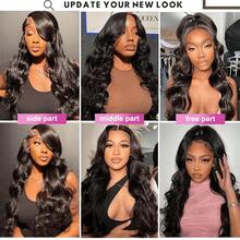 Peruca Lace Frontal 200% Densidade 5*5 13*4 34 Polegadas Bodysuit Wave Cor Preto Natural Wear And Go Pré-Cortada Pré-Desfiada HD Transparente Sem Necessidade de Cola Perucas Lace Frontal Sem Cola Brasileira Virgem Lace Closure Perucas Cabelo Humano Frontal Trama de Cabelo Misturado - Natural e preto - Visão 11
