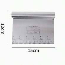 1 pieza Espátula de acero inoxidable con escala de medición en pulgadas/cm, cortador de masa adecuado para hornear - Plateado - Ver 5