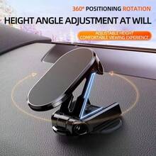 1pc Foldable Magnetic Car Phone Holder, 360° Rotatable Magnetic Phone Stand, Magnetic Dashboard Phone Mount, Suitable For All Smartphones (Silver + Black) - Multicolor - View 7