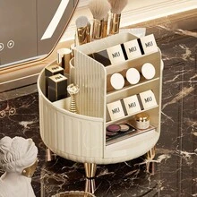 最新款360°旋转迷你桌面收纳盒，化妆品收纳盒，两种款式可选——普通款和电镀升级款，四种颜色可选，6个化妆刷隔层，4个45°大口红隔层，多功能收纳盒，可放置化妆刷、口红、护肤品和文具。 - 6907 - 查看 8