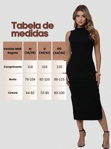 Women's Slim Fit Midi Dress, Tank Top Style, Flatters The Silhouette, Side Slit, Elegant Look - Đen - Xem 7
