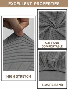 1pc/4pcs/6pcs Solid Color Jacquard Chair Covers, Removable Elastic Dining Chair Slipcovers, Suitable For Dining Room, Living Room, Home Decor - Light Grey - View 4
