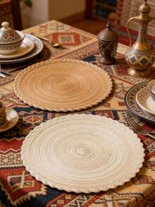 Bộ 1/4/6 tấm lót bàn tròn dệt, kiểu Bohemian, tối giản và thời trang, lót máy pha cà phê, đế lót ly chống trượt chịu nhiệt, thích hợp cho đám cưới, tiệc tùng, ngày lễ, dã ngoại, tiệc sinh nhật. - Nhiều màu - Xem 2