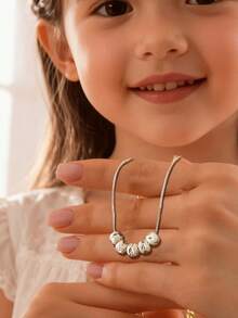 1件S925纯银极简串珠吊坠项链，可爱吊坠颈链，送给女儿的毕业礼物，时尚家庭礼物，独特的友谊与家庭纪念品 - 原子 - 查看 2