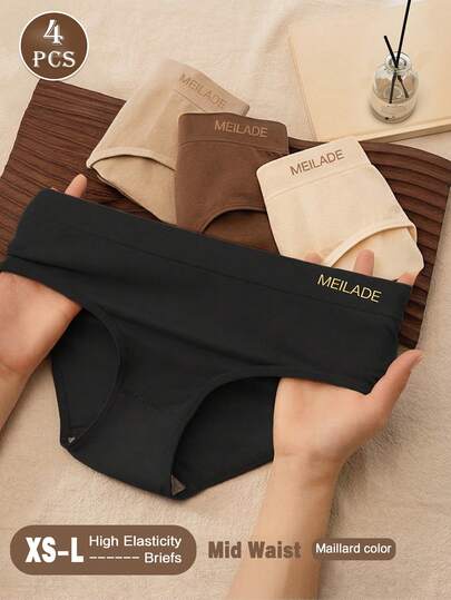 4 piezas de bragas de mujer de cintura alta sin costuras, de colores, con alta elasticidad y elevación, ropa interior cómoda para damas, adecuada para el Día de la Madre