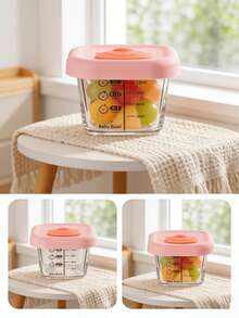 1 hộp đựng thức ăn dặm bằng thủy tinh, có thể dùng để hấp và luộc, chịu nhiệt cao, thích hợp làm trứng hấp, có nắp silicon đặc biệt, dụng cụ đựng thức ăn dặm cho bé. - Nhiều màu - Xem 9