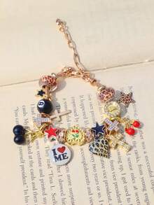 1 chiếc vòng tay mặt dây chuyền hình quả anh đào đỏ dễ thương, vòng tay họa tiết da báo và ngôi sao dành cho nữ, vòng tay màu đen đậm, vòng tay hình chữ thập và ngôi sao, vòng tay phong cách nhạc Punk dành cho lễ hội âm nhạc. - Nhiều màu - Xem 3